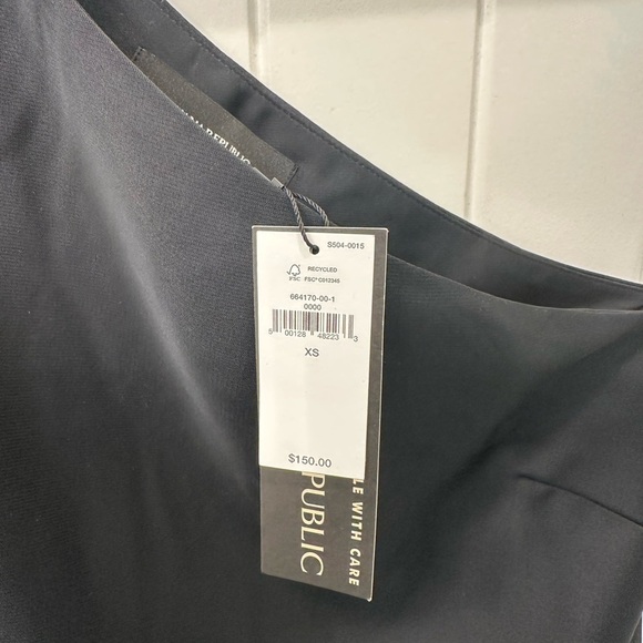 NWT Banana Republic Satin One Shoulder Midi Dress Black XS - Picture 5 of 7